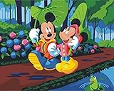 Gatyztory Diy Oil Painting Paint by Number Kit for Adults Boys Girls Gifts(Mickey Lovers)
