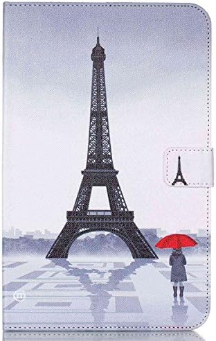 Camiter Effiel Tower Girl Design Smart Folio Leather Wallet Stand Protective Skin Cover Case For Samsung Galaxy Tab E 9.6" T560 SM - T560