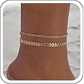 TseanYi Gold Anklet Layered Bracelet Gold Leaf Anklets Minimalist Chain Leaves Anklet Leaf Link Anklets Layered Leaves Foot Chain Summer Beach Ocean Foot Jewelry