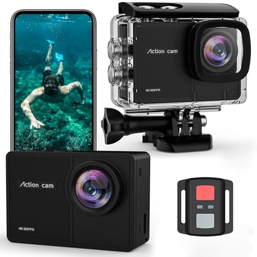 TIMNUT 4K 60FPS Action Cam, Unterwasserkamera 48MP HD WiFi Kamera mit EIS 40M Wasserdicht Actionkameras Weitwinkel Sportkamera mit 2 * 1350 mAh Akkus 