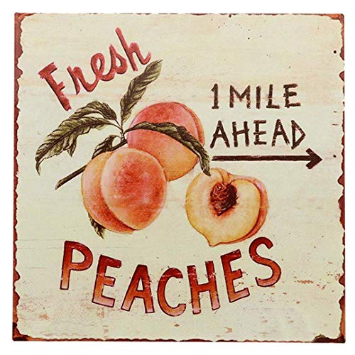 SIGNT Outdoor Garden Fresh Peaches Fruit Tin Signs Vintage Bar Country Bar Gifts Retro Metal Sign Wall Decor for Home Garage Dorm Personalized Design 12" x 12"