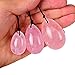 Jeoxi Set of 3 Y-O-N-I Eggs, Natural Rose Quartz Y-O-N-I Jade Eggs Women Exercise Balls Semi-Precious Eggs Gifts Pouch Bag