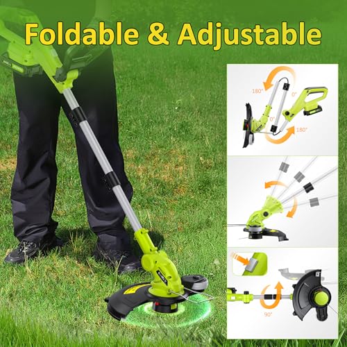 Electric String Trimmer Cordless with 2x2.0Ah Battery, 20V Weed Wacker Weed Eater photo 10