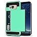 Galaxy S8 Plus Case, Anuck Slide Cover Galaxy S8 Plus Wallet Case [Card Pocket][Hard Shell] Shockproof Armor Rubber Bumper Case with Slidable Card Slot Holder for Samsung Galaxy S8 Plus - Mint Green