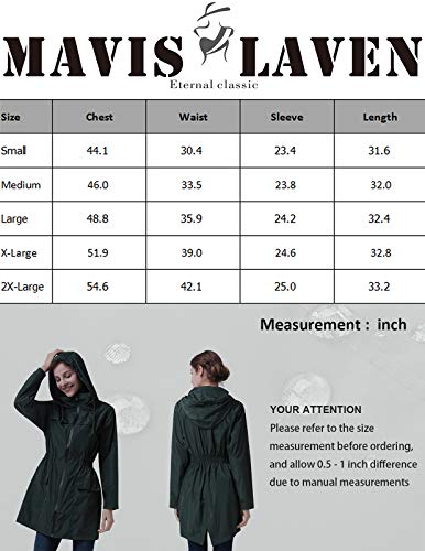 Women Waterproof Raincoat with Pockets Hoodie Rain Gear Lightweight 5 Color Pluse Size 2XL Navy Blue - Thumbnail 7