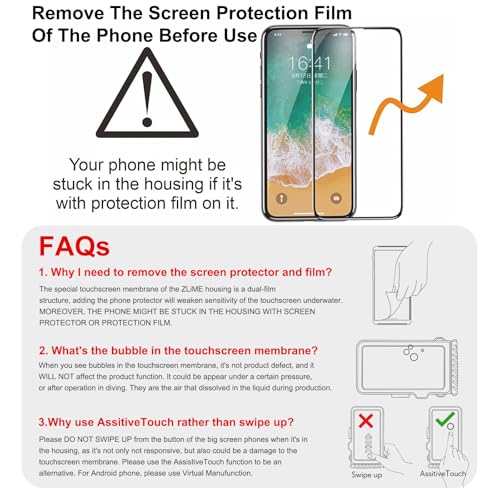 ZLiME Professional Diving Phone Case Pouch Waterproof Smartphone, IPX8 Waterproof Phone Pouch Underwater Protective Case for iPhone 16e 16 Pro Samsung S25 S24