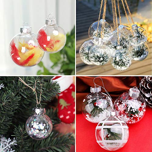 20pcs 60mm/2.4'' DIY Fillable Clear Plastic Ornament Balls,with A