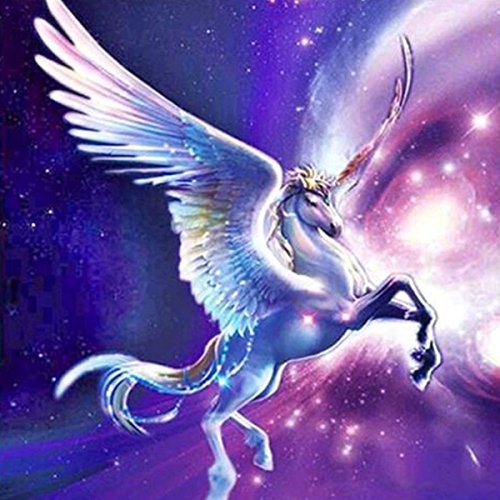 5D Diamond DIY Painting by Number Kits , AxiEr Diamond Crystal Rhinestone Embroidery Paintings Pictures Arts Craft 11.8 x 15.7 Inches(Flying Horse)