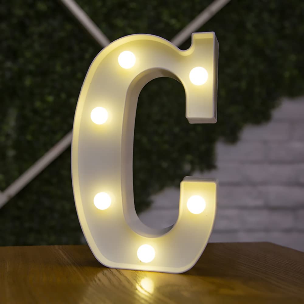 Tiardey letter lights LED symbol shape, Alphabet Plastic Marquee Table Lamps, Lighting up Words, Birthday Wedding Party Everyday Home Wall Hanging Decor-C