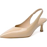 Susanny Kitten Heels for Women Closed Toe Heels Pointed Pumps Sexy Slingback Low Heeled Elastic Strap Comfort for Wedding Work Party Evening Prom Formal Dressy Shoes