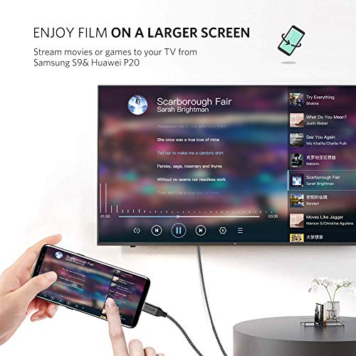 image for USB C to HDMI Cable Adapter,QGeeM 4FT Braided 4K@60Hz Cable Adapter(Th
