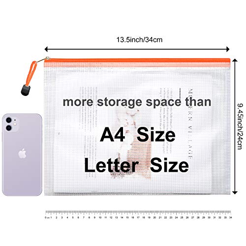 LABUK Mesh Bags with Zipper 38pcs A4 Size, Zipper Pouch Waterproof