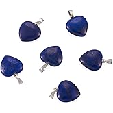 FASHEWELRY 10Pcs Natural Lapis Lazuli Heart Gemstone Pendants 23x20mm with Brass Hanger Bails Healing Chakra Love Heart Stone Charms for Necklace Jewelry Making