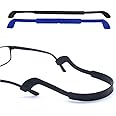 Glasses Strap Anti-Slip Silicone Eyeglass Strap Eyewear Retainers Sports Elastic Soft Sunglass Cord Holder for Men Women 2PCS(Black /Blue)