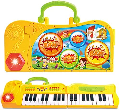 Swordplus Electronic Portable Foldable Piano,37 Key with Speaker For Beginners Developmental Musical,Environmental Silicone Keyboard and Horn,Gift For kid Infant,Yellow