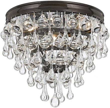 Crystorama 135-VZ Calypso Transitional 3 Light Ceiling Mount in Minimalist Style - 10.5 Inches Wide by 9.5 Inches High, Vibrant Bronze Finish