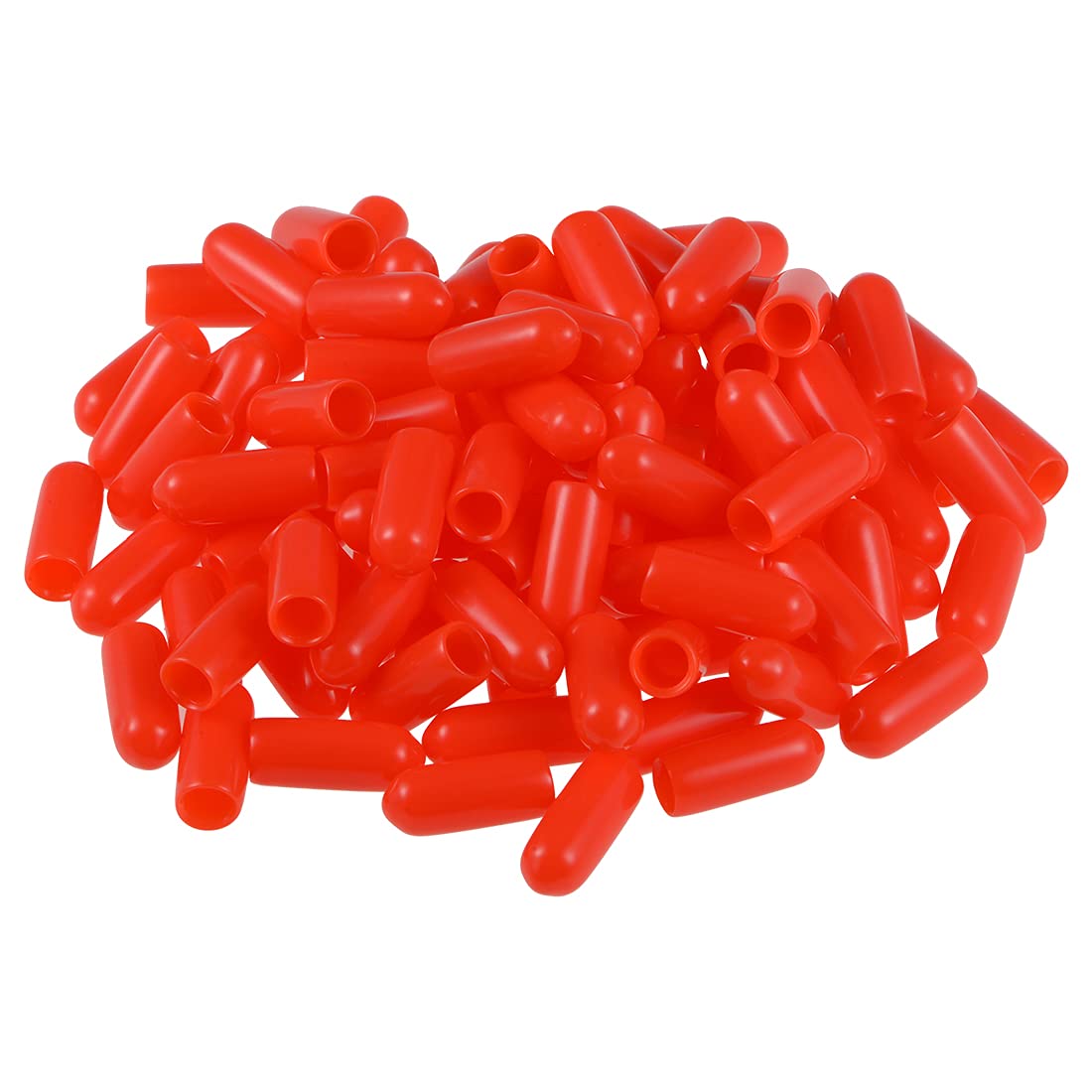 sourcing map 100pcs Rubber End Caps 4.5mm ID Vinyl Round Tube Bolt Cap Cover Thread Protectors Red