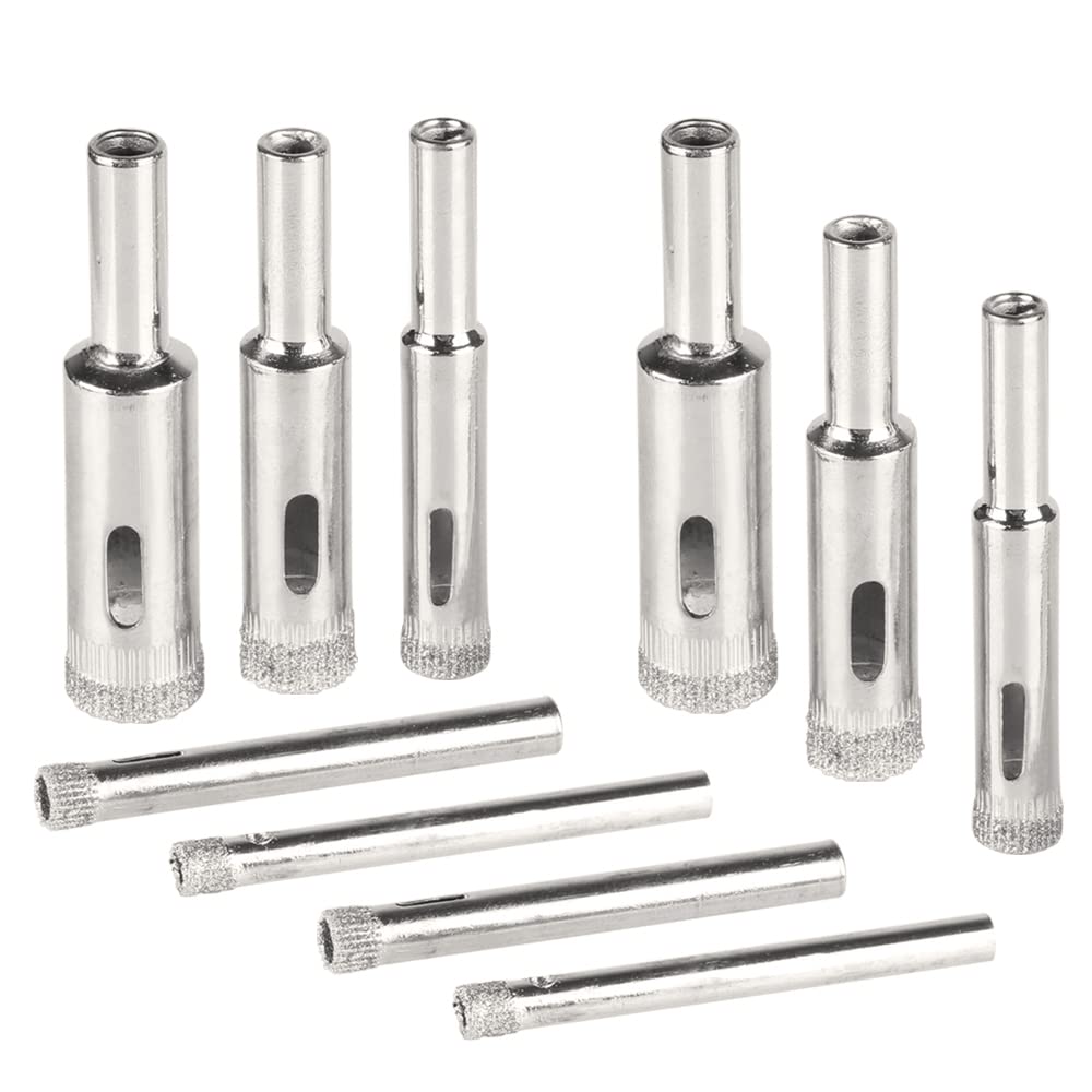 Mesee 10 Pieces Diamond Drill Bit Set, Diamond Hole Saw Hollow Core Drill Bits Extractor Remover Tools for Tile Ceramic Glass Marble Stone Brick - 5mm 6mm 8mm 10mm 12mm