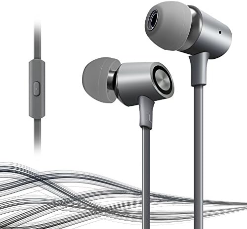 Nikolable Earphone Great Sound In-ear Design Noise-isolating Headphones Clear Conversation Microphone with 3.5mm Plug Compatible with All Smartphone Audio Media Devices(Gray)