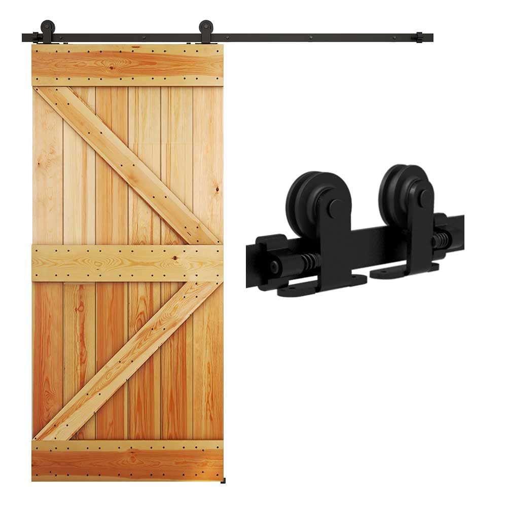 QINAIXQM 200CM/6.6FT Sliding Door Track Barn Door Hardware Kit Closet Rail Roller Accessory