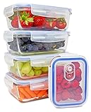 Glass Meal Prep Containers - Glass Storage Containers with Lids - Food Storage Containers Airtight - Lunch Containers Portion Control Containers - Food Prep Containers BPA free - [5 pack]