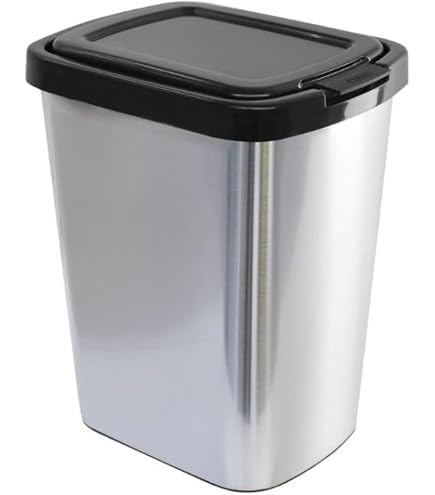 Lixeira 9Litros Com Click Plástica Label Inox 25462 Arqplast