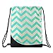 Runetz Drawstring Backpack Bag Gym Sackpack with Inside Pocket Sport Bags for Men Women, Chevron Teal