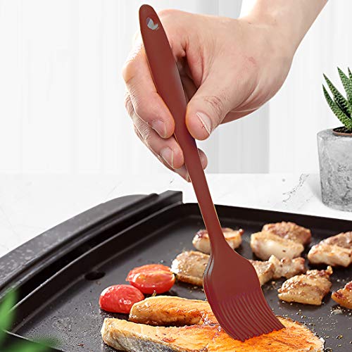 Premium BPA Free Silicone Basting Pastry Brush Set Food Grade Heat Resistant Nonstick Silicone Brush for Baking,Cooking & Grilling - Strong Stainless Steel Core Design (Red) - Thumbnail 6