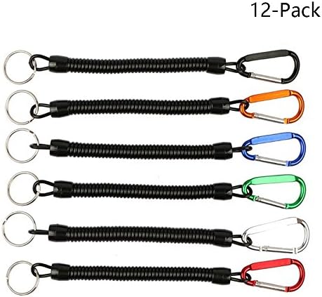 12-Pack Fishing Lanyard Ropes with Carabiner for Fishing Plier Kayak Fishing Tackle Tools