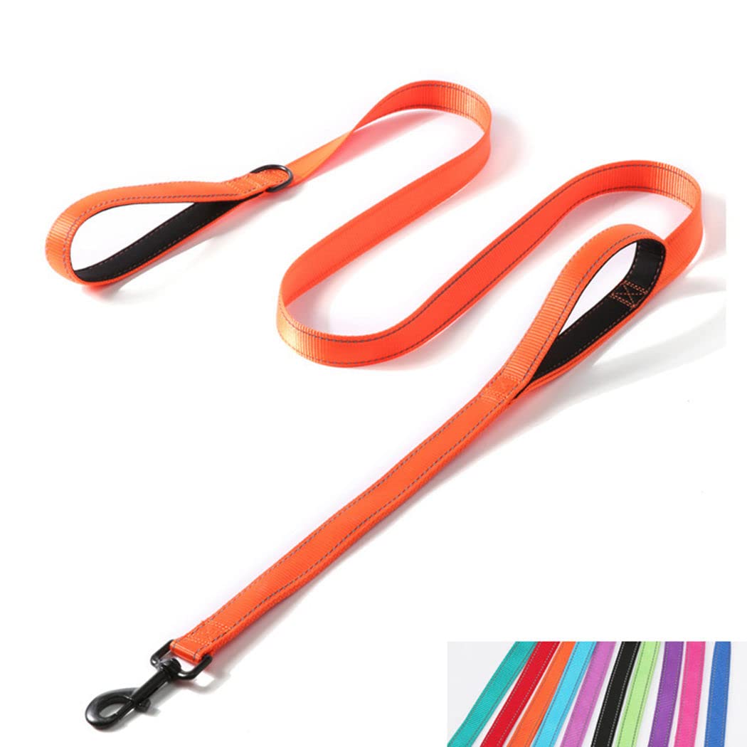 Photo 1 of Reflective Nylon Dog Leash Heavy Duty, Two Handles with Padded for Extra Control Outside Durable Training Lead for Small Medium Large Breed Pet Dogs, 6ft Long 1-inch Width, Orange