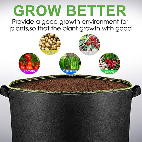 5Pack 20 Gallon Grow Bags Heavy Duty 300G Thickened Nonwoven Plant