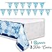 Winter Snowflake & Holiday Party Supplies for 50 - Large Plates, Napkins, Plastic Cups, Straws, 3 Table Covers, �Happy Holidays� Flag Banner, Great Decorative Tableware Set for Christmas and Snow theme events