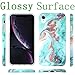 A-Focus Compatible with iPhone XR Case, Glossy Smooth Marble Series IMD Design Bumper Shock Proof Flexible Slim TPU Rubber Case for iPhone XR 2018 6.1 inch Glossy Bluish Green