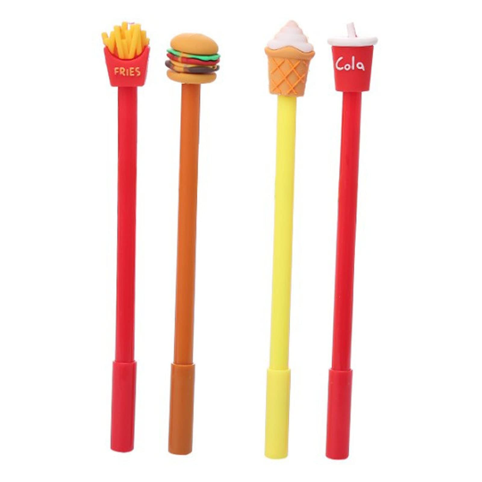 Photo 1 of 60Pcs Cartoon Gel Pens, 0.5mm Fun Food Gel Ink Pen Cartoon Stationery French Fries Coke Burger Ice Cream Pens School Kids Gift for Office School Desk Decor