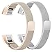 bayite For Fitbit Alta HR and Alta Bands Pack of 2, Rplacement Meilanese Loop Stainless Steel Metal Bands Women Men, Silver and Rose Gold 5.5