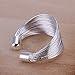 Fashion Women Noble Jewelry 925 Silver Ring Set in Many Hoops Open Free Yards