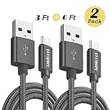 Amicool USB Type C Cable to USB 3.0 Cable Nylon Braided Sync Cord Combination (2-Pack 6ft/3ft) for Samsung Galaxy S8/S8 Plus, Nexus 6P/5X, Pixel XL, LG G5/V20,Apple Macbook and More (Black)
