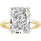 PAFIDDY 4.5CT/7CT Elongated Radiant Cut Solitaire Engagement Ring for Women, S925 Silver 5A Cubic Zirconia Promise Ring