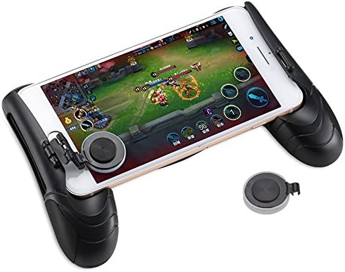 MMRM Mobile Joystick Controller Grip Case Ergonomical Design Game Grip Handle Controller Holder Stand Joypad For iPhone 8 Plus 7/6 Plus Galaxy Note 8 S8 Edge 4.7"-6.5" Phones Black