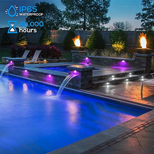 LEONLITE 8Pack 7 Inch 3W RGB LED Hardscape Lighting, Retaining Wall