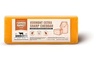 FARMERS' MARKET CHEESE Farmers Market, Gluten Free, Keto, Paleo, Low Sodium, Zero Sugar, Wisconsin Cheese, 1-Pack, Vermont Extra Sharp Cheddar