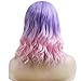 BERON 14 Inches Pink Purple Wig for Women Short Culy Wig Pink and Purple Wigs Bob Wig for Daily and Party Wig Cap Include