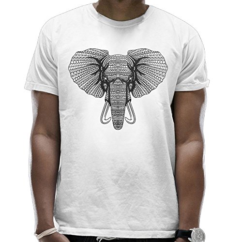 BRIGHT JUNAY Aztec Elephant Men's Popular T-Shirt Short-Sleeve Round Neck Tees Tops White
