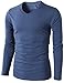 H2H Mens V-Neck Long Sleeve Light Weight T-Shirts - Slim Fit Comfortable DARKBLUE US M/Asia L (KMTTL0374)