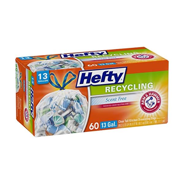 Hefty Recycling Trash Bags, Clear, 13 Gallon, 60 Count ★ Domoticans