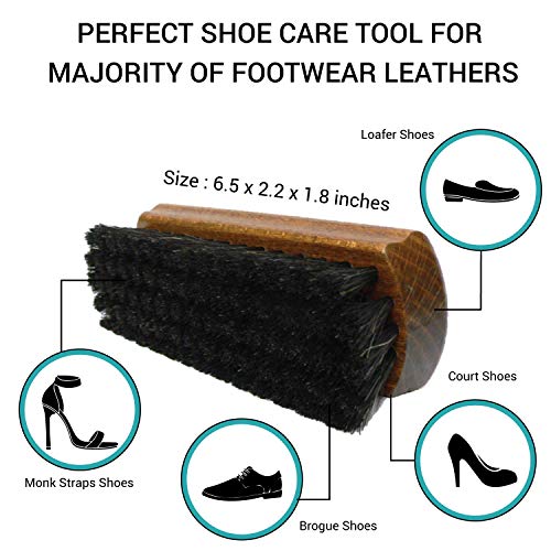 Valentino Garemi Classic Shoe Shine Brush Leather Footwear Polish Horse Hair Made in Germany (Dark Bristles)