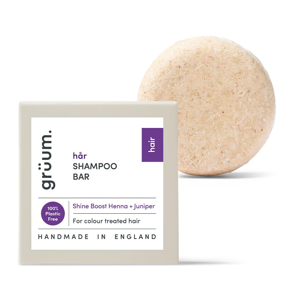grüum Shine Boost Shampoo Bar 50g - Solid Shampoo Bars for Hair Up to 60 Washes - Plastic Free Vegan Bar for Men & Women - Paraben Free Rich Lathering Bars for Colour Treated Hairs