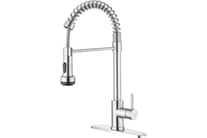 RAINOVO Kitchen Faucet with Pull Down Sprayer, Brushed Nickel Modern Commercial Single Handle Kitchen Sink Faucets for Farmhouse Camper Laundry Utility Rv Wet Bar Sinks, Grifos De Cocina