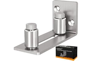 JUGREAT Barn Door Mounted Stainless Steel Sliding Door Guide-1 Pack (For Doors Up to 2 1/8 inches, Flush Bottom Design)
