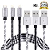 Cablex 3Pack 10FT Lightning Cable Nylon Braided Lightning to USB Cable Sync Data and Charging Cable Cord for iPhone 7/7 plus/6/6s/6 plus/6s plus, 5c/5s/5/SE, iPad 4/Air/Mini, iPad Pro, iPod Nano/Touch